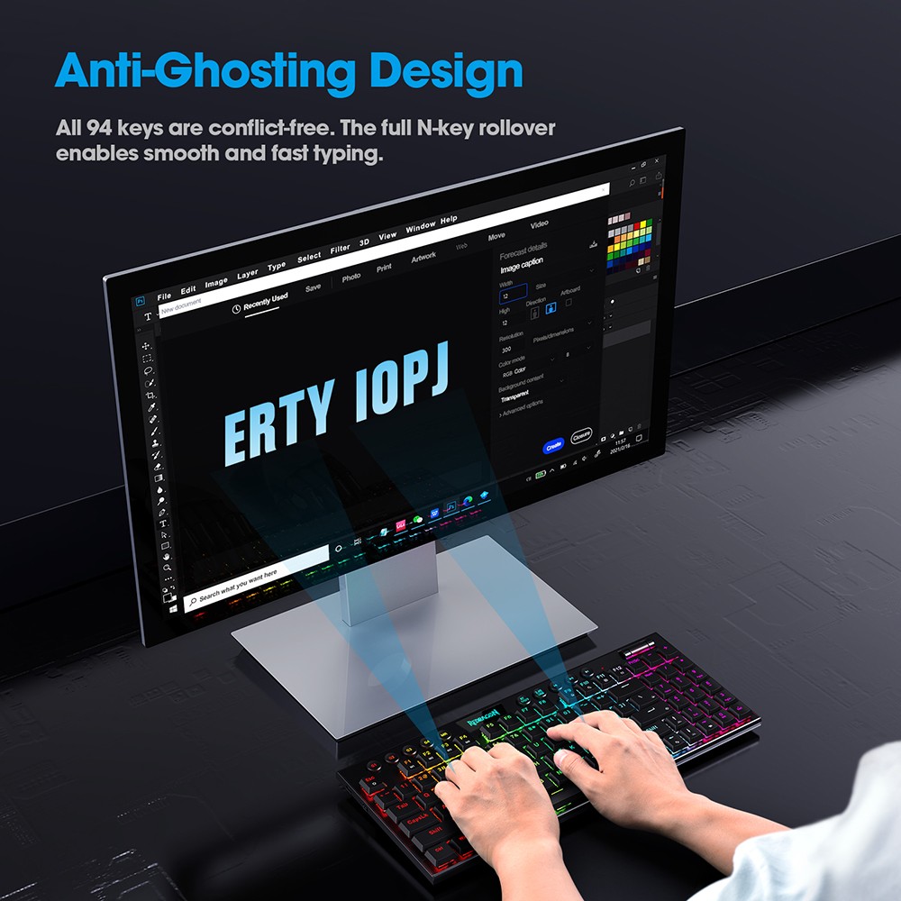 Redragon K625P-KBS Yi pro Wireless Bluetooth Tri-Mode RGB Mechanical Keyboard Ultra-Thin Low Profile Blue Switch - Black