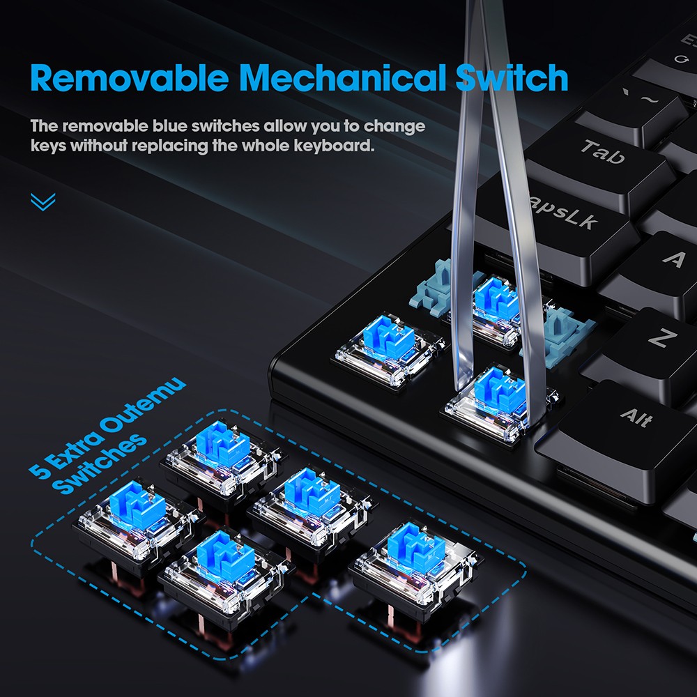 Redragon K625P-KBS Yi pro Wireless Bluetooth Tri-Mode RGB Mechanical Keyboard Ultra-Thin Low Profile Blue Switch - Black