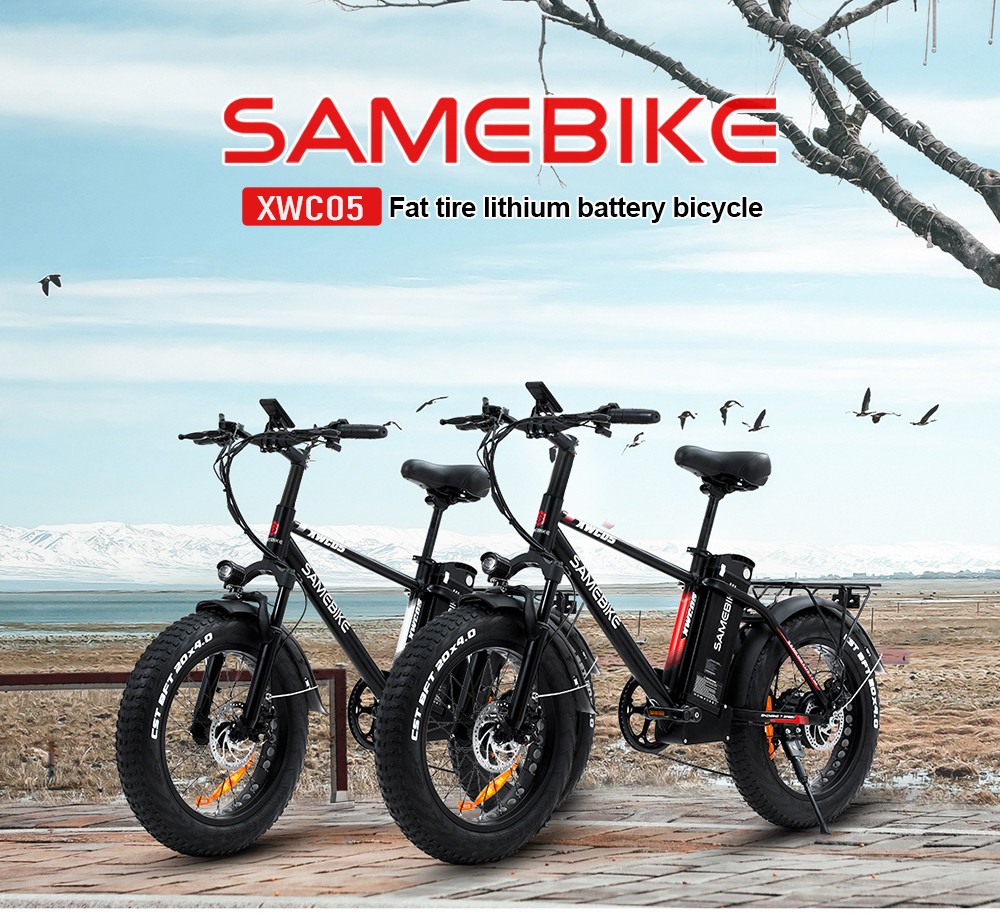SAMEBIKE XWC05 Electric Mountain Bike 20'' Tire 750W Brushless Geared Motor 13Ah Battery 35km/h Max Speed - Red