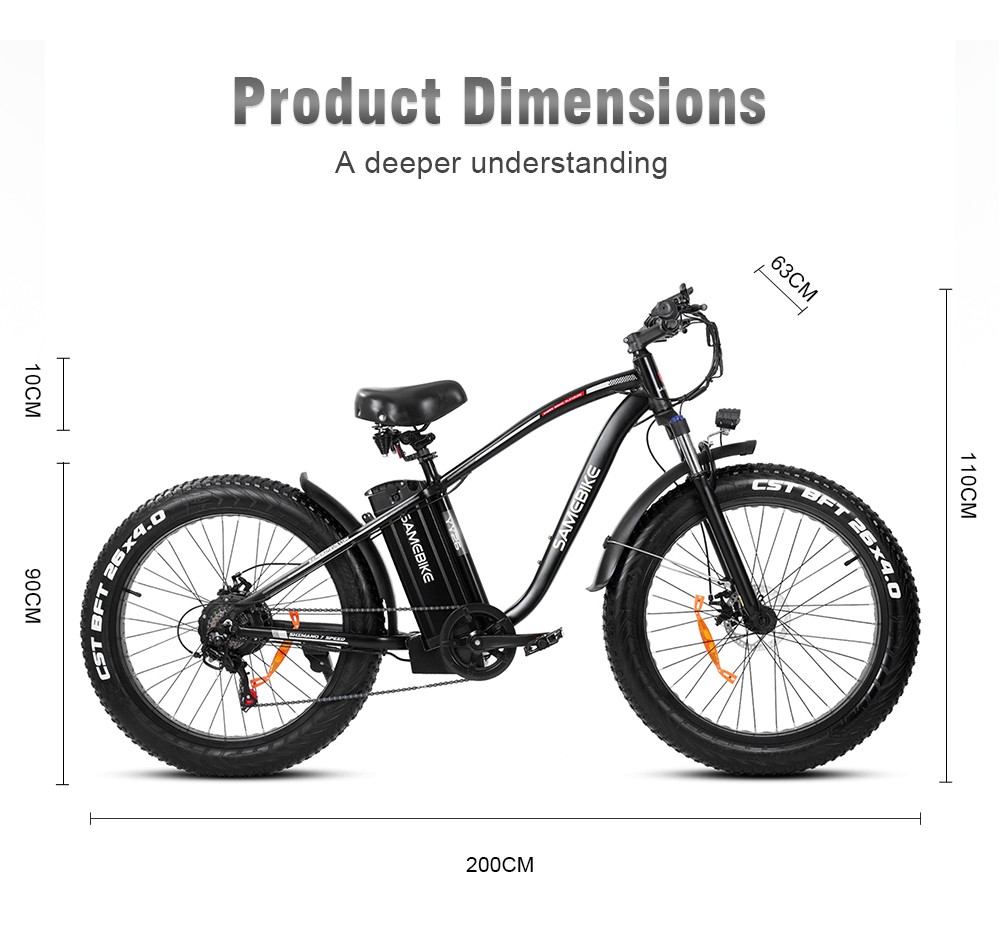 SAMEBIKE YY26 Electric Mountain Bike 26'' Tire 750W Brushless Geared Motor 15Ah Battery 35km/h Max Speed 7-Speed Shimano