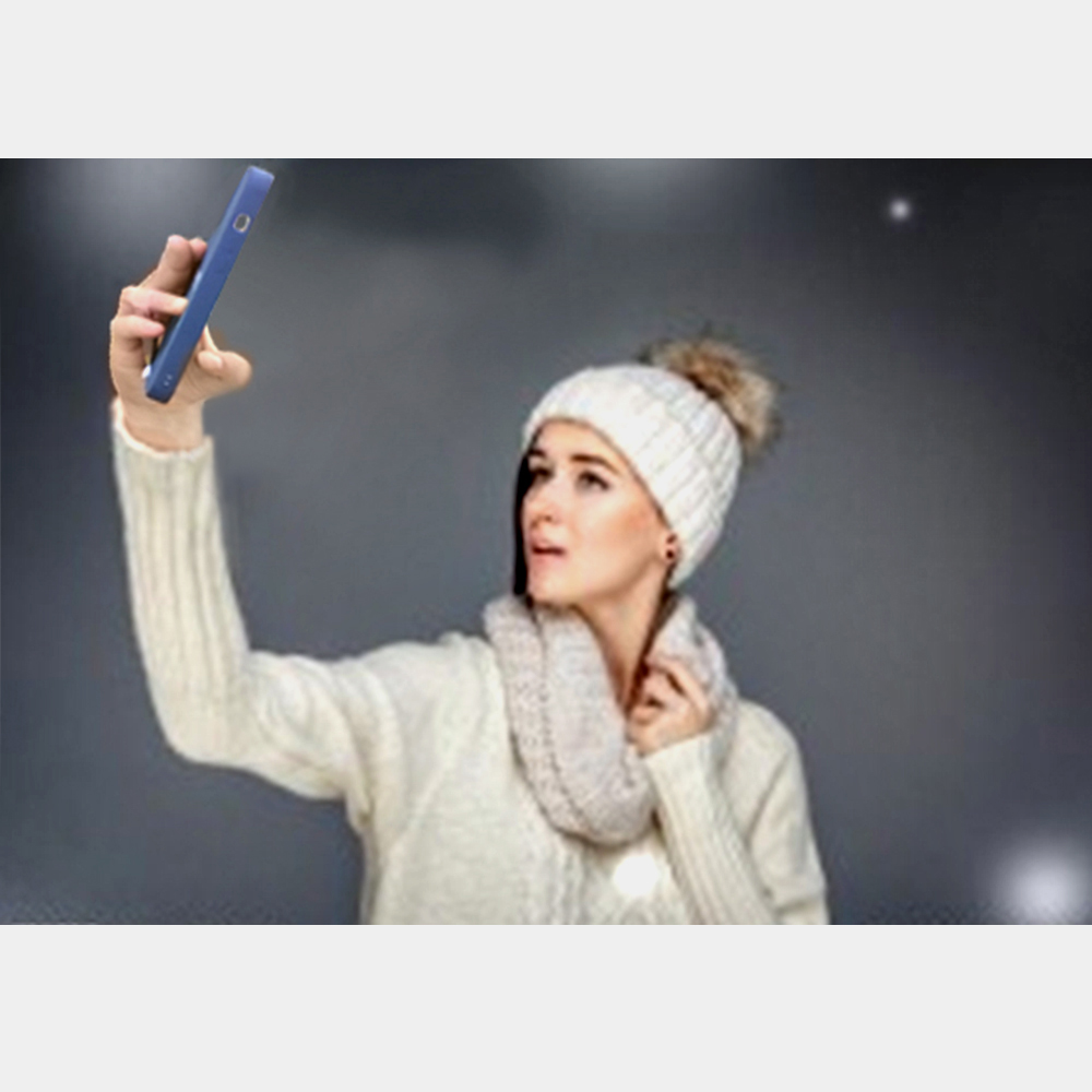 Solid Color Finger Strap Phone Protective Shell for iPhone 13 Pro MAX - Blue