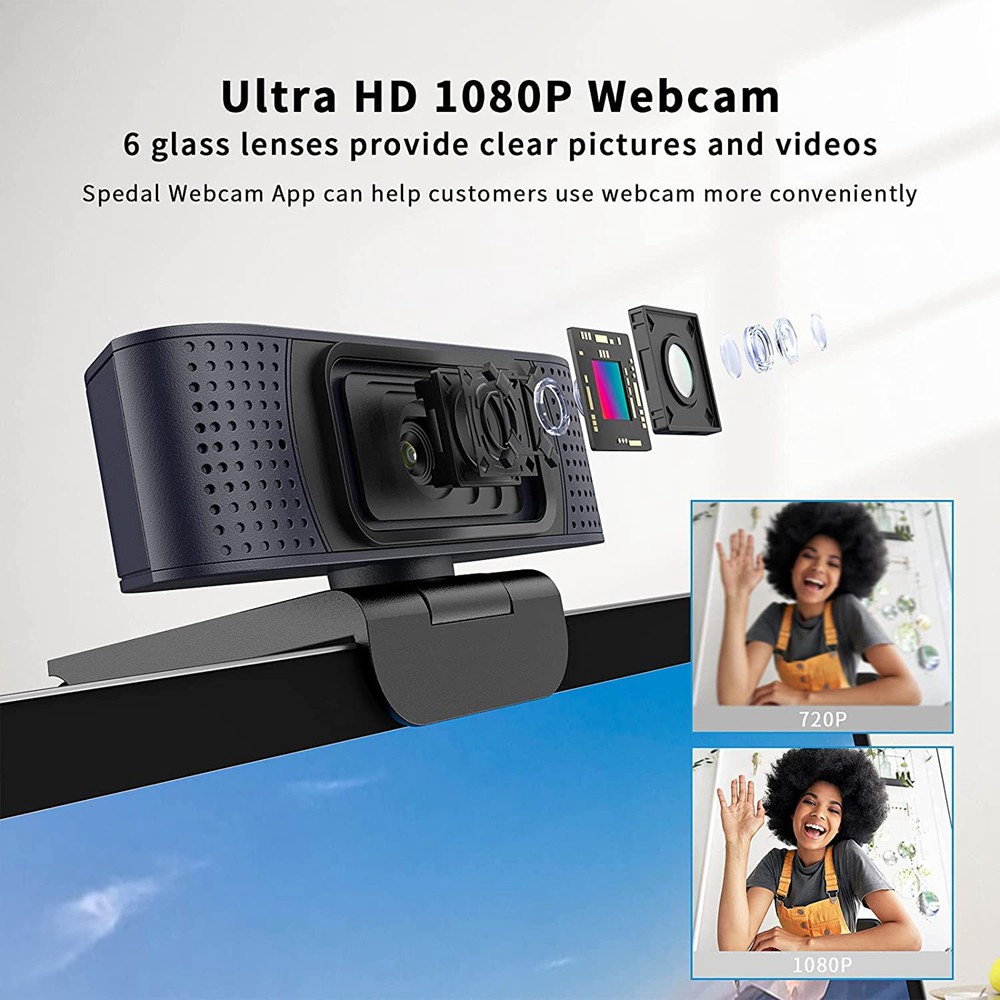 Spedal AF928 Autofocus Webcam 1080P, s mikrofónom a krytom na ochranu súkromia, dva stereo mikrofóny na telefonovanie, konferencie