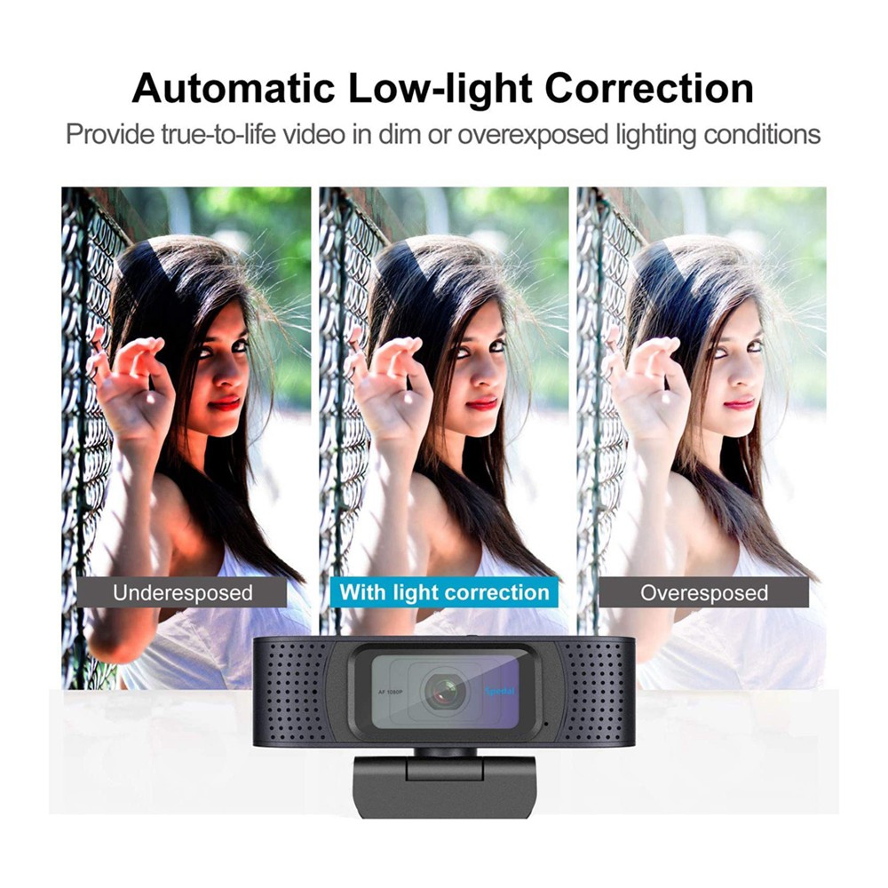 Spedal AF928 Autofocus Webcam 1080P, with Microphone and Privacy Cover, Dual Stereo Microphones for Calling, Conference