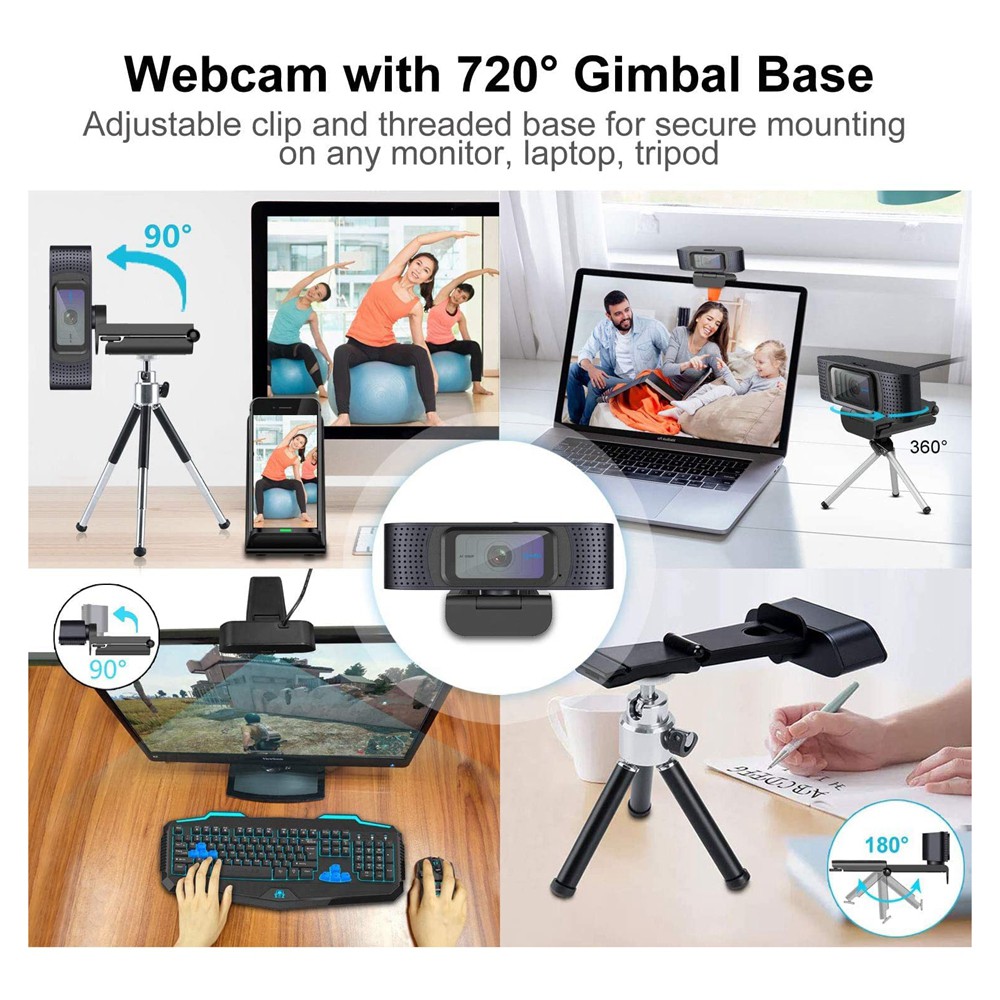 Spedal AF928 Autofocus Webcam 1080P, with Microphone and Privacy Cover, Dual Stereo Microphones for Calling, Conference