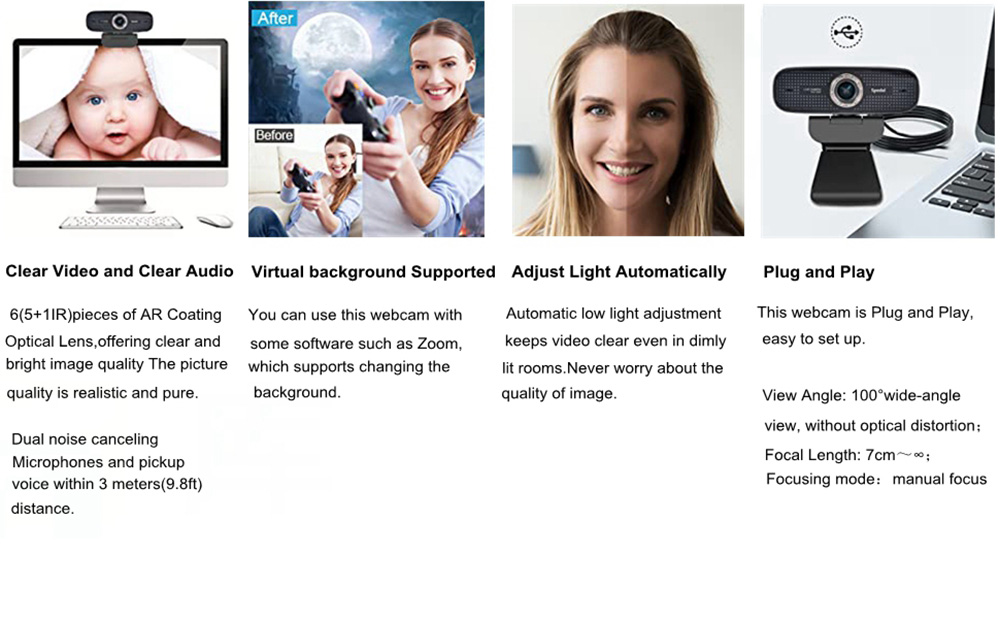 Spedal MF922 Webcam for Streaming HD 1080P PC Camera with Microphones Compatible with Xbox One MacBook Windows and OBS