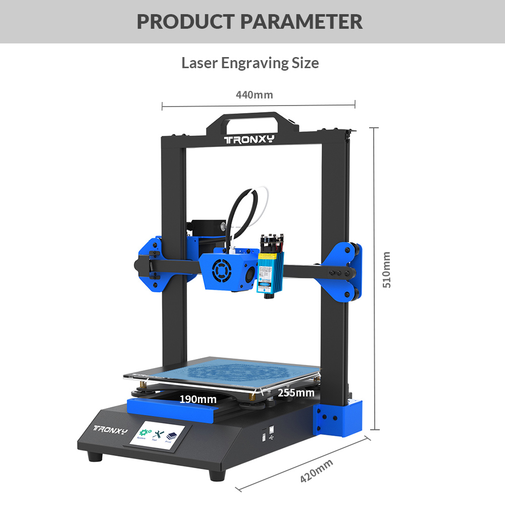 TRONXY XY-3 SE Single Dual Extruder Laser Engraving 3D Printer Ultra Silent Fast Assembly Double Z Motor Glass Plate 255