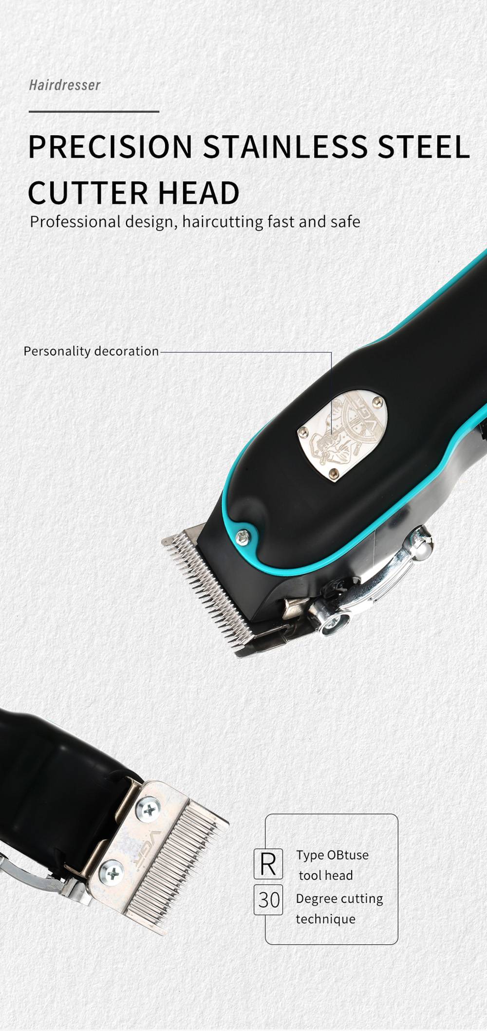 VGR V-123 Wired Electric Hair Clipper with 4 Guide Combs, Haircut Machine Barber Trimmer - EU Plug