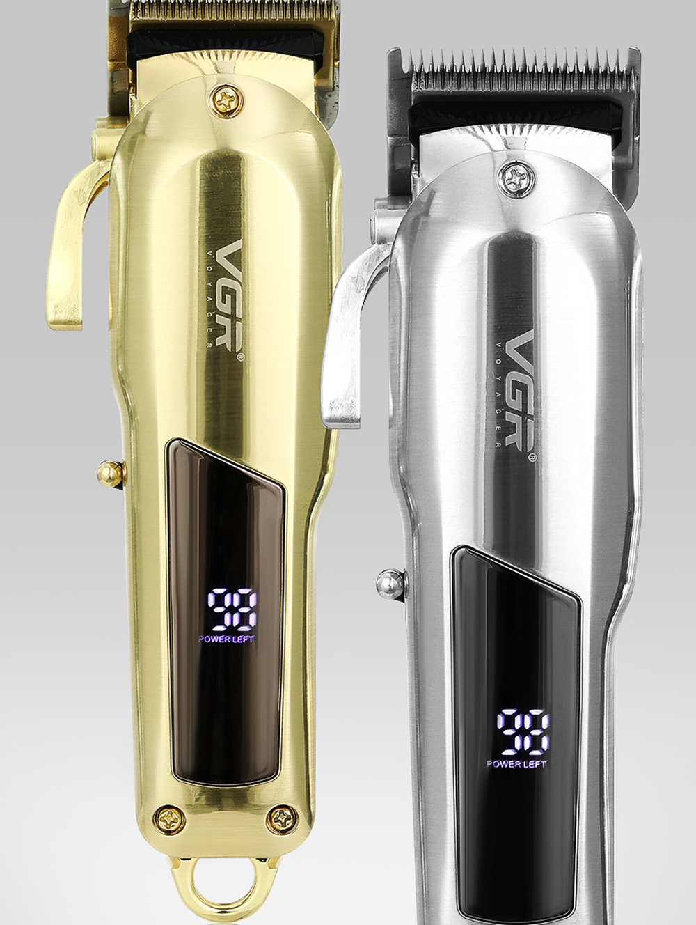 VGR V-278 Rechargeable Electric Hair Clipper, Cordless Hair Trimmer Haircut Machine, 2000mAh Battery, LED Display, 180min Runtime - Golden