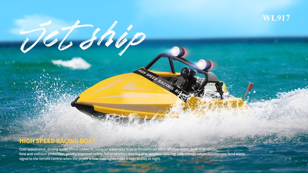 Wltoys WL917 RC Boat 2.4G High Speed Jet Racing Boat Yellow