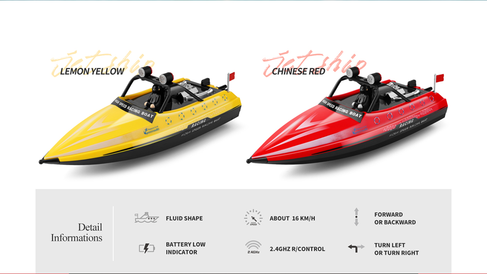 Wltoys WL917 RC Boat 2.4G High Speed Jet Racing Boat 11mins Playtime - Yellow