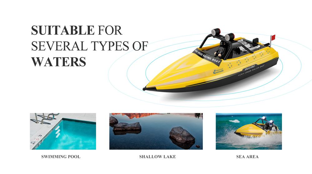 Wltoys WL917 RC Boat 2.4G High Speed Jet Racing Boat 11mins Playtime - Yellow