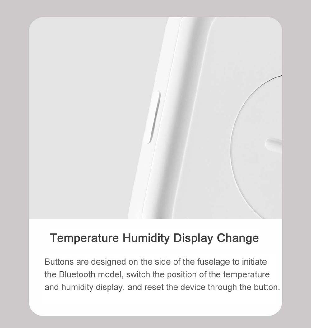 Xiaomi Mijia Bluetooth Thermometer Hygrometer, Ink Screen Smart Temperature Humidity Monitor, 2 Years Duration - White