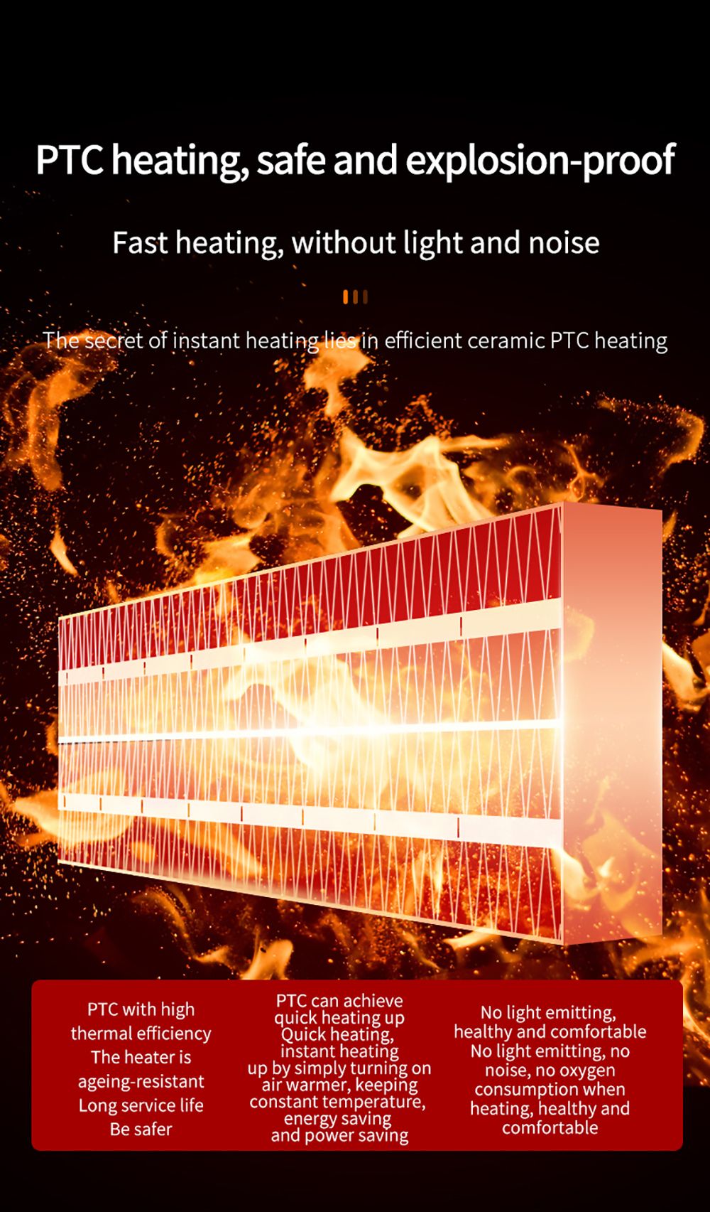 YND-1200D 1500W Desktop Mini Electric Heater, PTC Ceramic Space Heater, Remote Control, Touch Screen, 3-Gear Adjustment - EU Plug