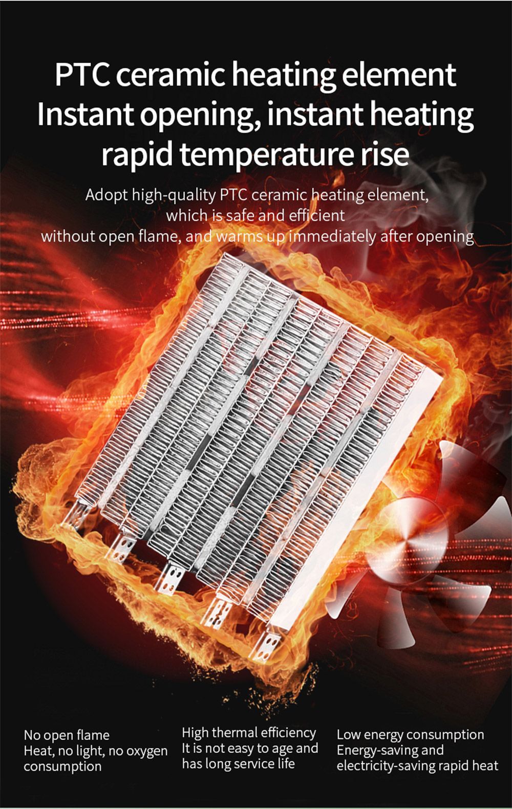 YND-500 500W Desktop Mini Electric Heater, PTC Ceramic Flame Retardant Portable Space Heater, Low Noise - EU Plug