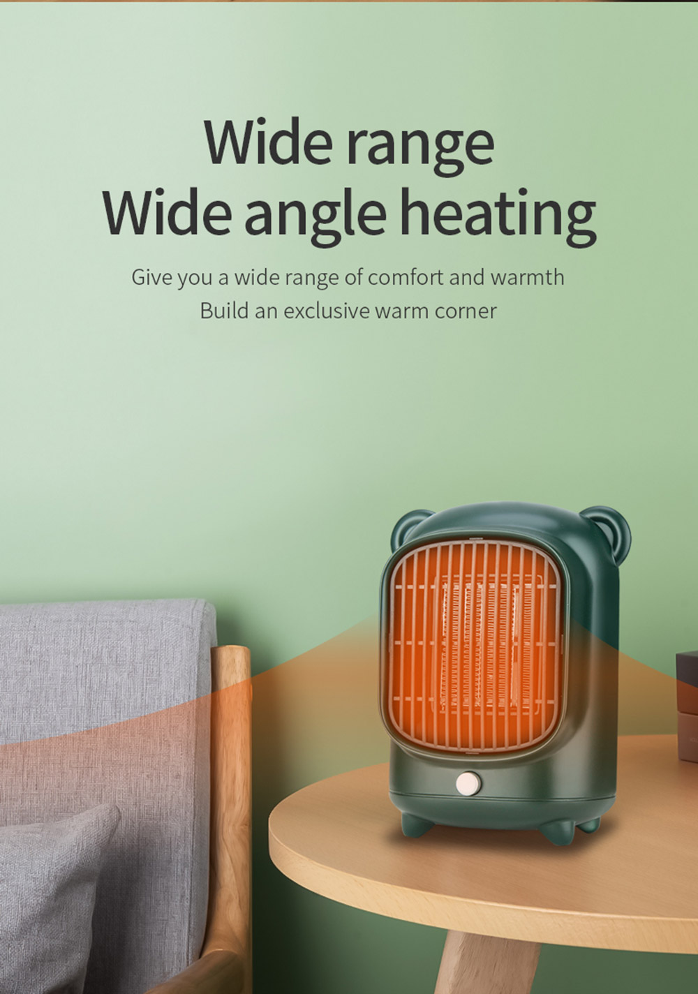 YND-500 500W Desktop Mini Electric Heater, PTC Ceramic Flame Retardant Portable Space Heater, Low Noise - EU Plug