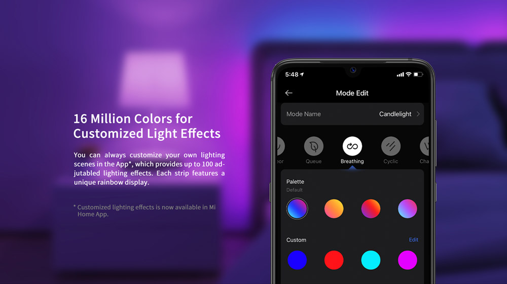 Yeelight YLDD005 LED Light Strip Pro, 5.1W Smart Color Ambilight RGB Lightstrip, Wireless Connection, Music Color Rhythm - EU Plug