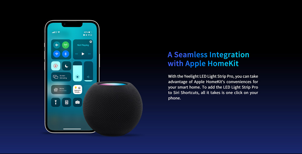 Yeelight YLDD005 LED Light Strip Pro, 5.1W Smart Color Ambilight RGB Lightstrip, Wireless Connection, Music Color Rhythm - EU Plug