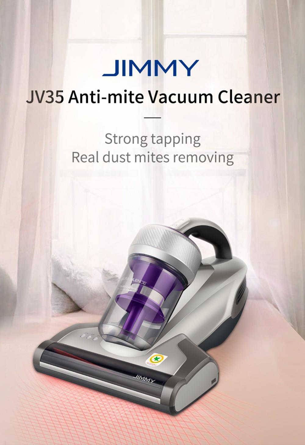 JIMMY JV35 Handheld Anti-mite Vacuum Cleaner High Temperature UV Acaricide 14Kpa Strong Suction 700W Power 5S Rapid Heating Dust Collector International Version from Xiaomi Youpin - Gray