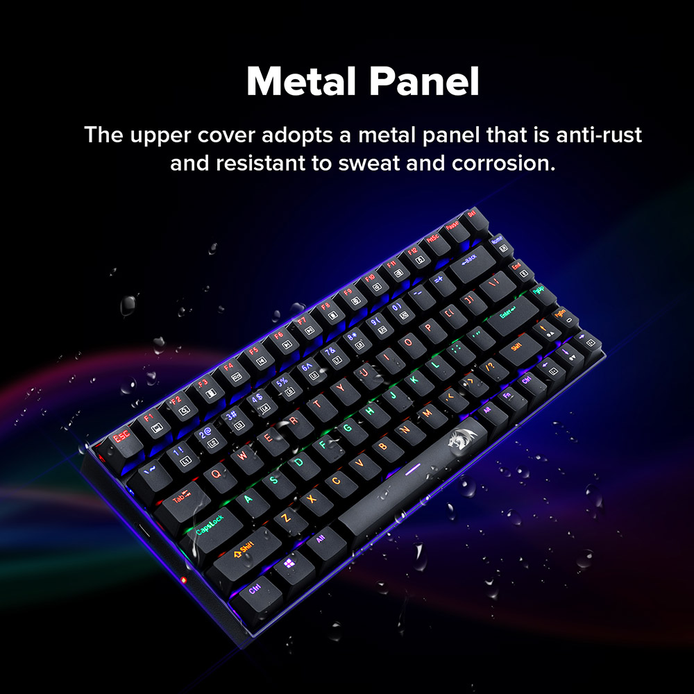 Redragon K629-KB 75% Rainbow LED Backlight Mechanical Gaming keyboard 84 key Blue Switch-Black