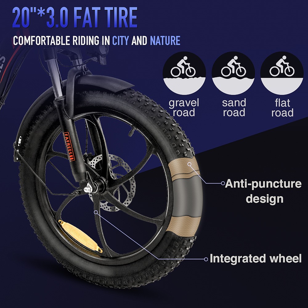 FAFREES F20 Elektrobicykel s 20-palcovým skladacím rámom E-bike 7-rýchlostné prevody s odnímateľnou 15AH lítiovou batériou - červený