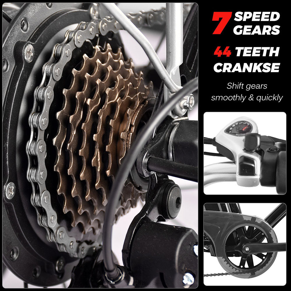 KAISDA K6 Pro Electric City Bike 26 Inch 36V 12.4Ah 350W Motor 32Km/h Max Speed Shimano 7-Speed E-bike IP54 Waterproof LED Light - Black