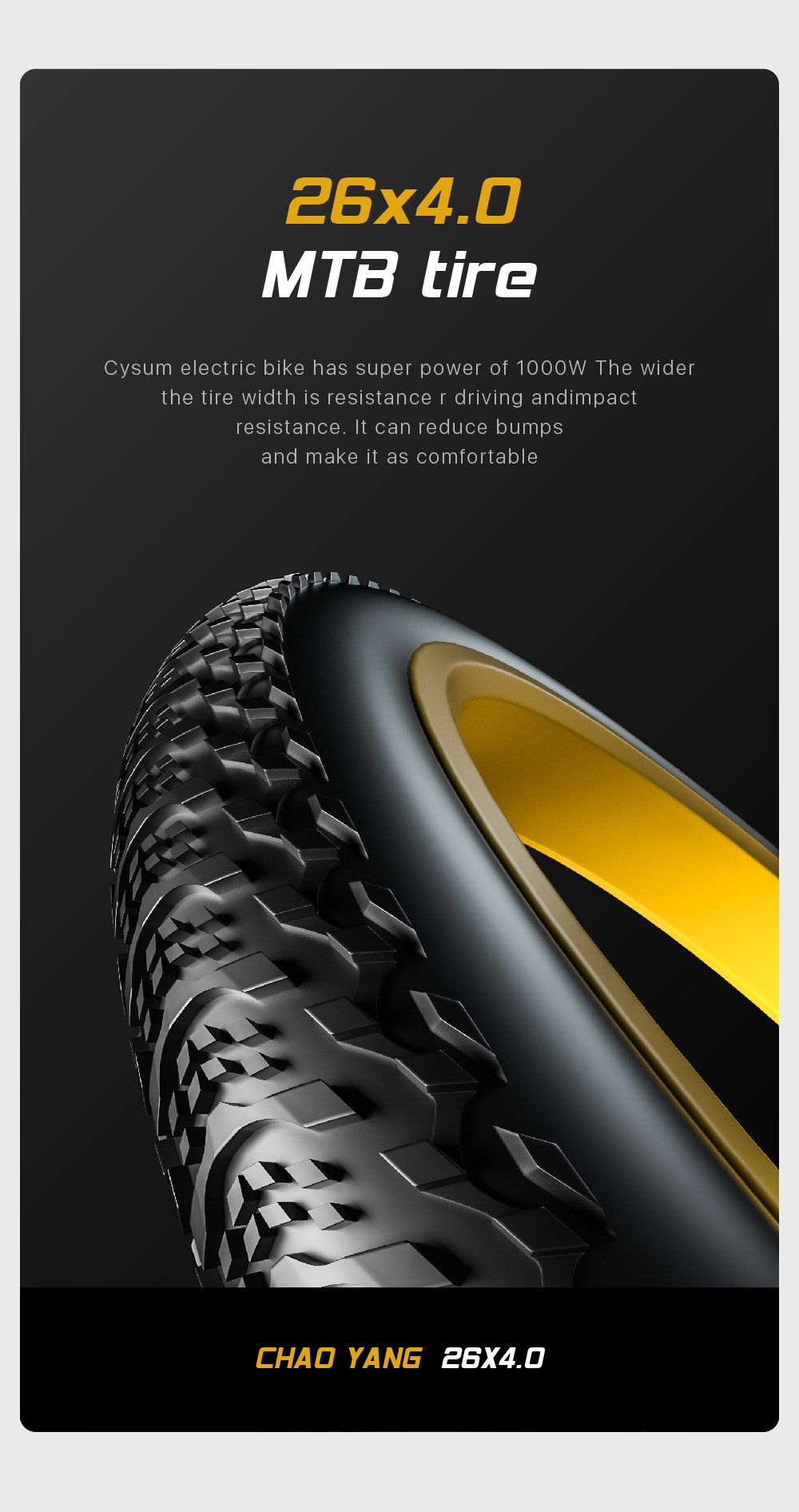 CYSUM M980 Fat Tire Electric Bike 48V 1000W Brushless Motor 17Ah Removable Battery for 50-70 Range - Black-Blue