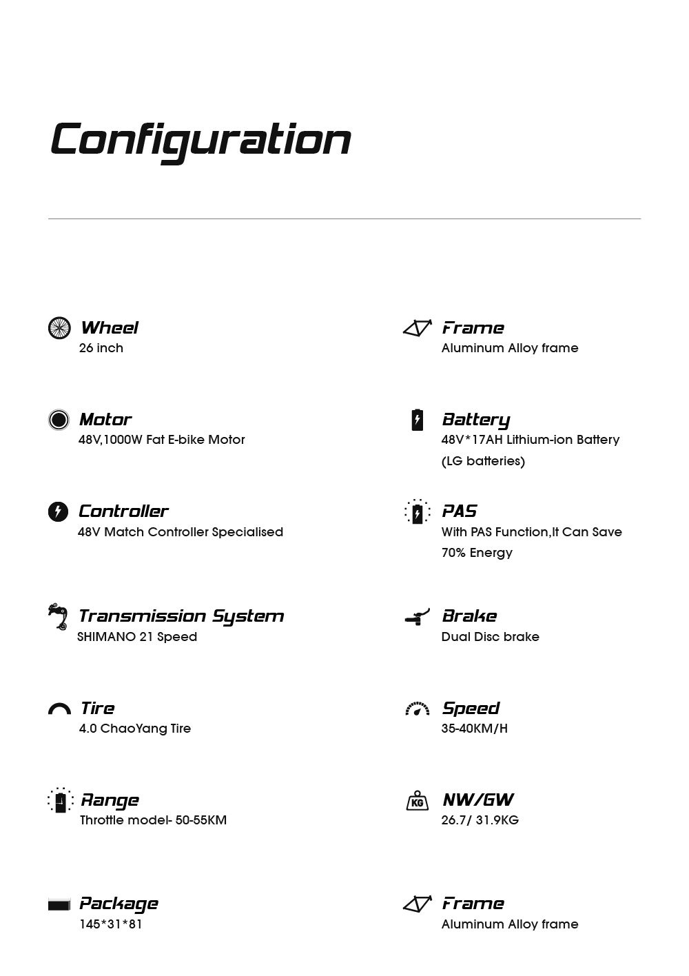 CYSUM M980 Fat Tire Electric Bike 48V 1000W Brushless Motor 17Ah Removable Battery For 50-70 Range - Black-Yellow 27 CYSUM M980 Fat Tire Electric Bike 48V 1000W Brushless Motor 17Ah Removable Battery for 50-70 Range - Black-Yellow