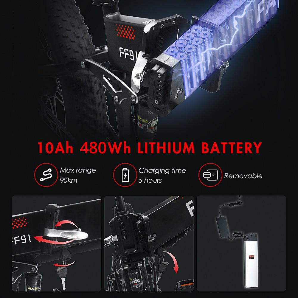FAFREES FF91 Electric Folding Mountain Bike 26*4.0 Inch Fat Tire 1000W Motor 35Km/h Max Speed 48V 10Ah Battery Shimano 21 Speed 90KM Max Range Dual Disc Brake APP Control 19 FAFREES FF91 Electric Folding Mountain Bike 26*4.0 Inch Fat Tire 1000W Motor 35Km/h Max Speed 48V 10Ah Battery Shimano 21 Speed 90KM Max Range Dual Disc Brake APP Control