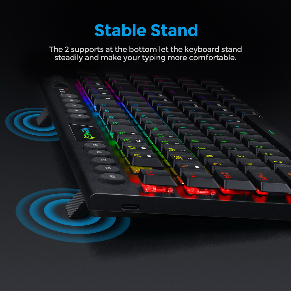 Redragon K625P-KB Yi Wired RGB Backlit Mechanical Keyboard, Ultra-Thin Low Profile 94 Keys Red Switch - Black