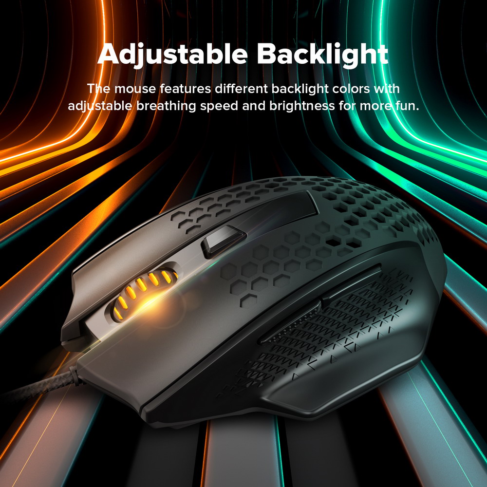 Redragon M722 Bomber Ultra-Lightweight Wired Gaming Mouse 12400DPI 7 Buttons Programmable - Black