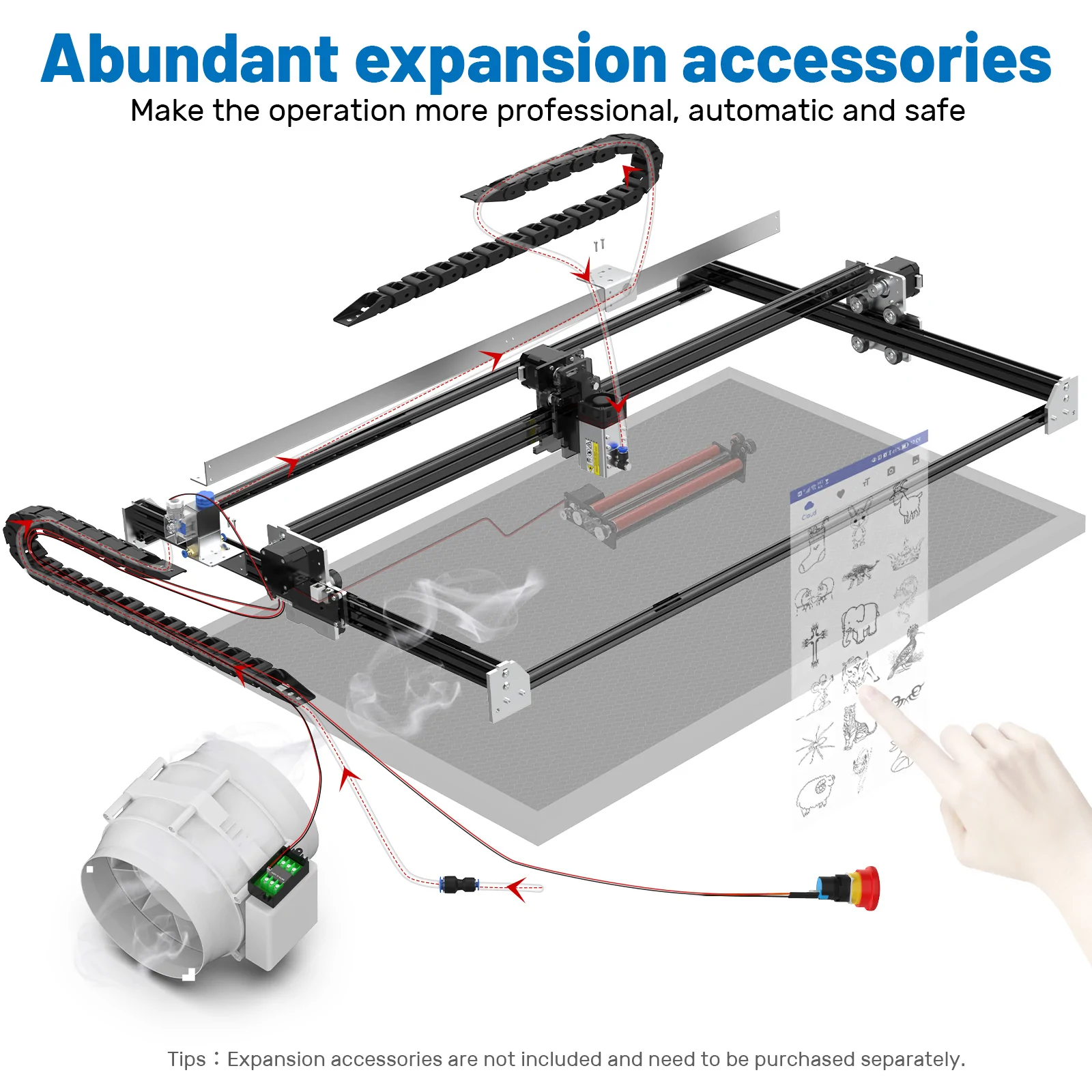 NEJE 3 MAX 11W+ Laser Engraver Cutter, E40 Laser Module, 0.06x0.06mm Fixed Focus, Built-in Air Assist, NEJE WIN Software, Android App Control, 460*810mm