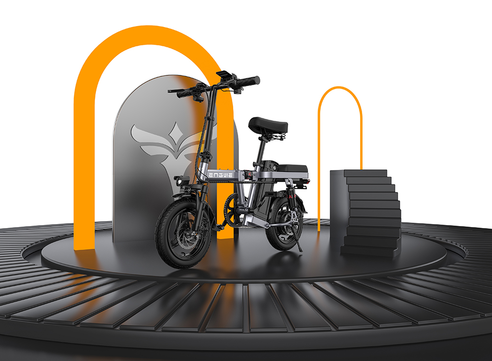 ENGWE T14 Folding Electric Bicycle 14 Inch Tire 350W Brushless Motor 48V 10Ah Battery 25km/h Max Speed - Grey