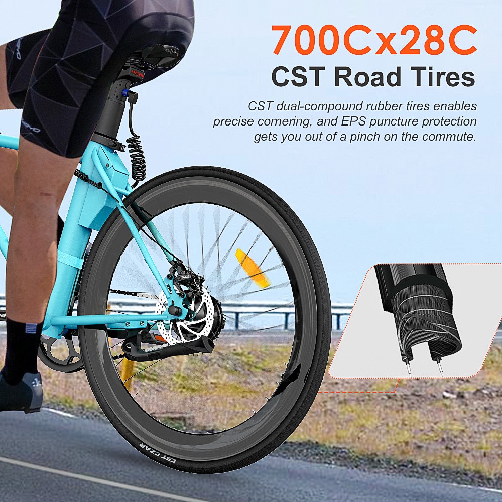 FAFREES F1 Electric Bike 250W Brushless Motor 25km/h Max Speed 9Ah Battery Shimano 7-Speed Transmission - Blue