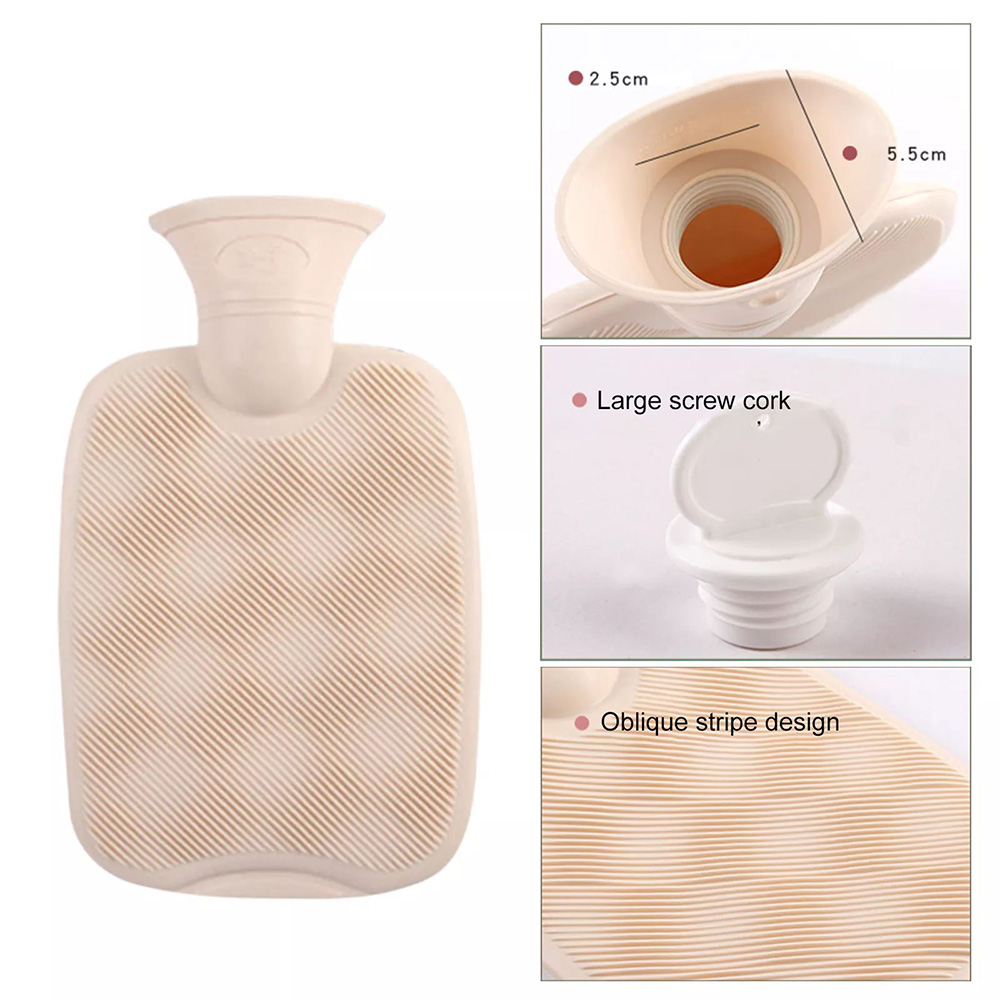 1000ml PVC Hot Water Bottle, Imitation Rabbit Plush Cover, Warm Belly Long Waist Belt, 3Pcs/Set - Dark Brown