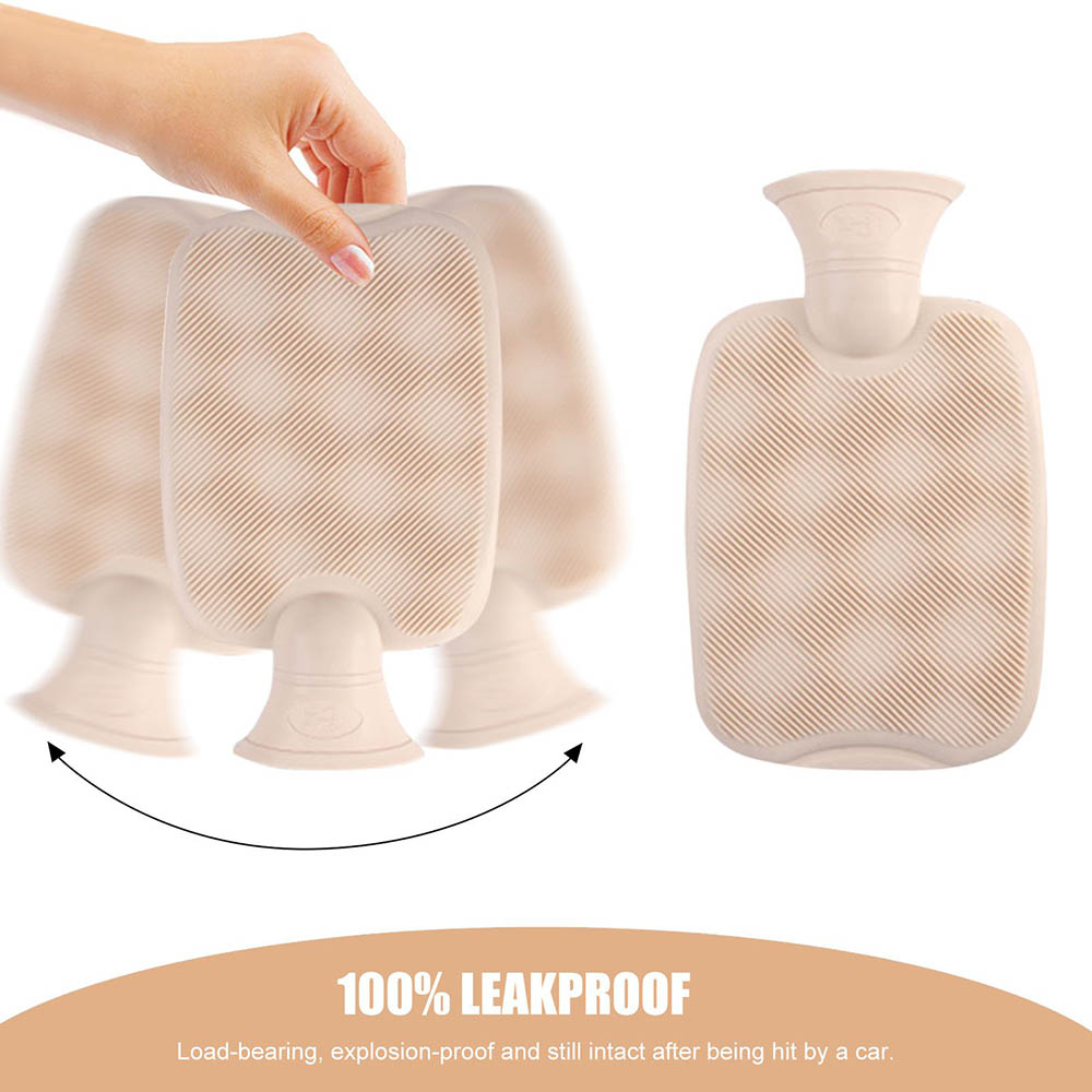 1000ml Thickened Hot Water Bottle, Washable Plush Cloth Cover, Water-Filled PVC Inner Tank Hand Warmer - White