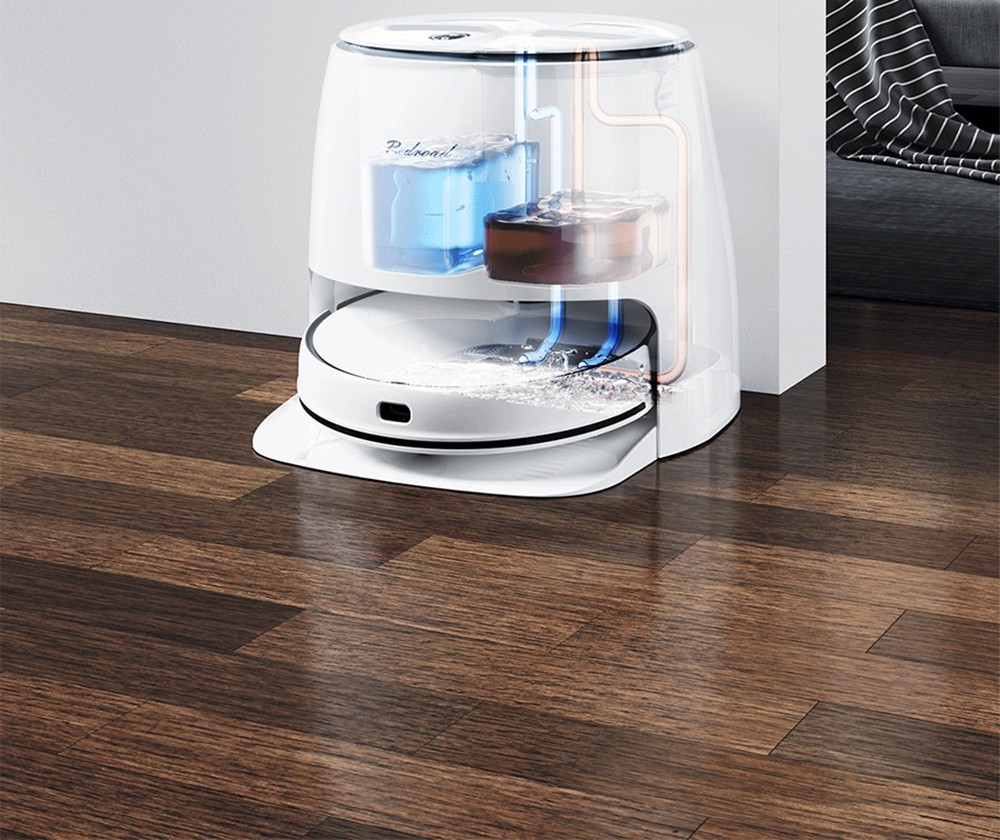 Redroad G10 Self-cleaning Robot Vacuum Cleaner 2800pa Suction High-Frequency Vibrating Mopping Auto Mop Lifting Electrolytic Water Sterilization LDS Navigation TOF Obstacle Avoidance 5200mAh Battery 450ml Dustbin 450ml Water Tank APP Control - White