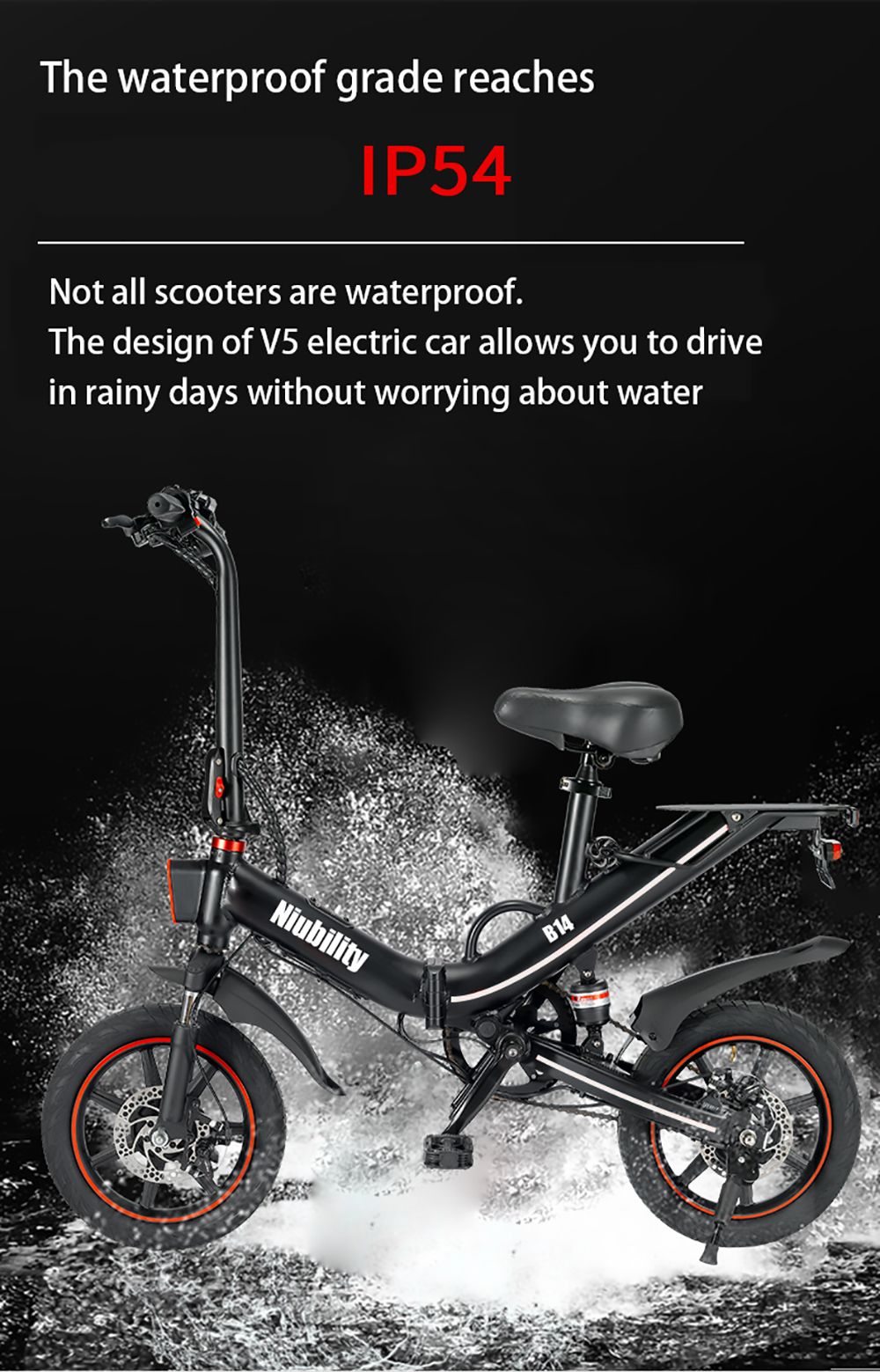 Niubility B14 Electric Moped Folding Bike 14 inch 15Ah Battery up to 100KM Mileage Max 25km/h 400W Motor Double Disc Brake - White