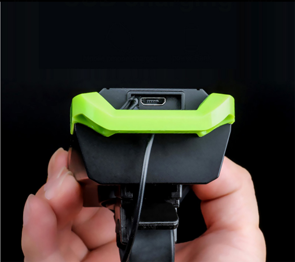 3-in-1 Bicycle Speedometer Wireless USB Rechargeable Double T6 LED Bike Light Bike Computer with Alarm Horn - Green