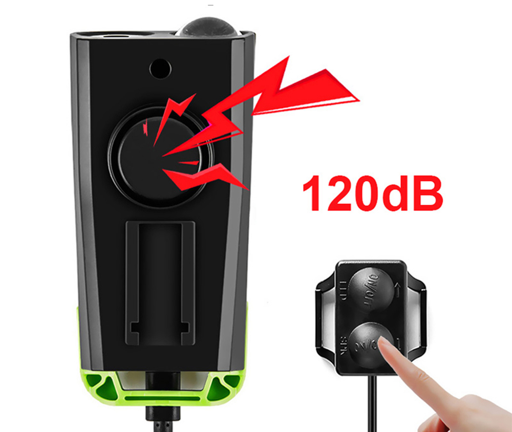 3-in-1 Bicycle Speedometer Wireless USB Rechargeable Double T6 LED Bike Light Bike Computer with Alarm Horn - Green