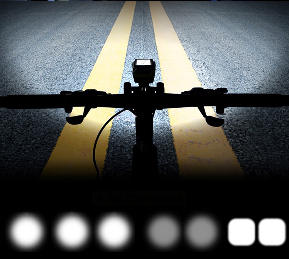 3-in-1 Bicycle Speedometer Wireless USB Rechargeable Double T6 LED Bike Light Bike Computer with Alarm Horn - Red