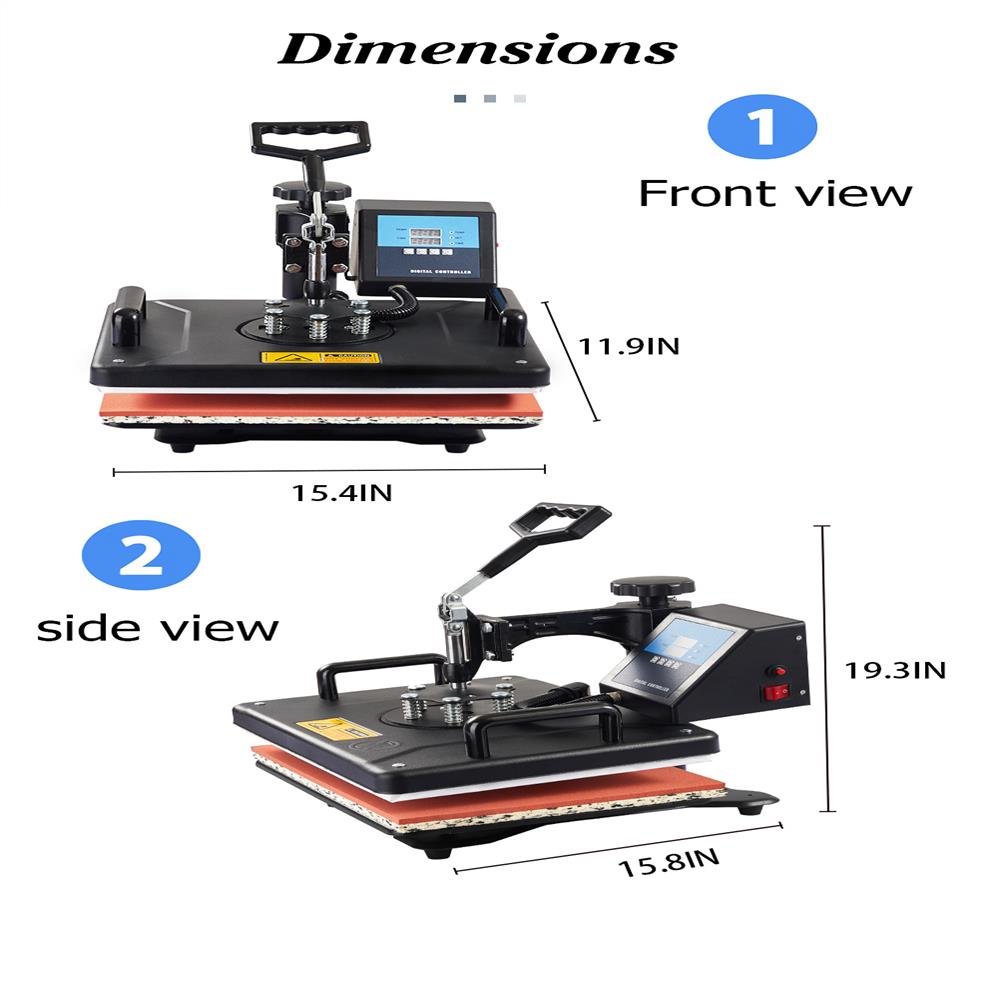 SHUOHAO 30*38CM 5-in-1 Combo Heat Press Printer Sublimation Heat Press Machine for T-shirts Plates Cap Mug Phone Covers