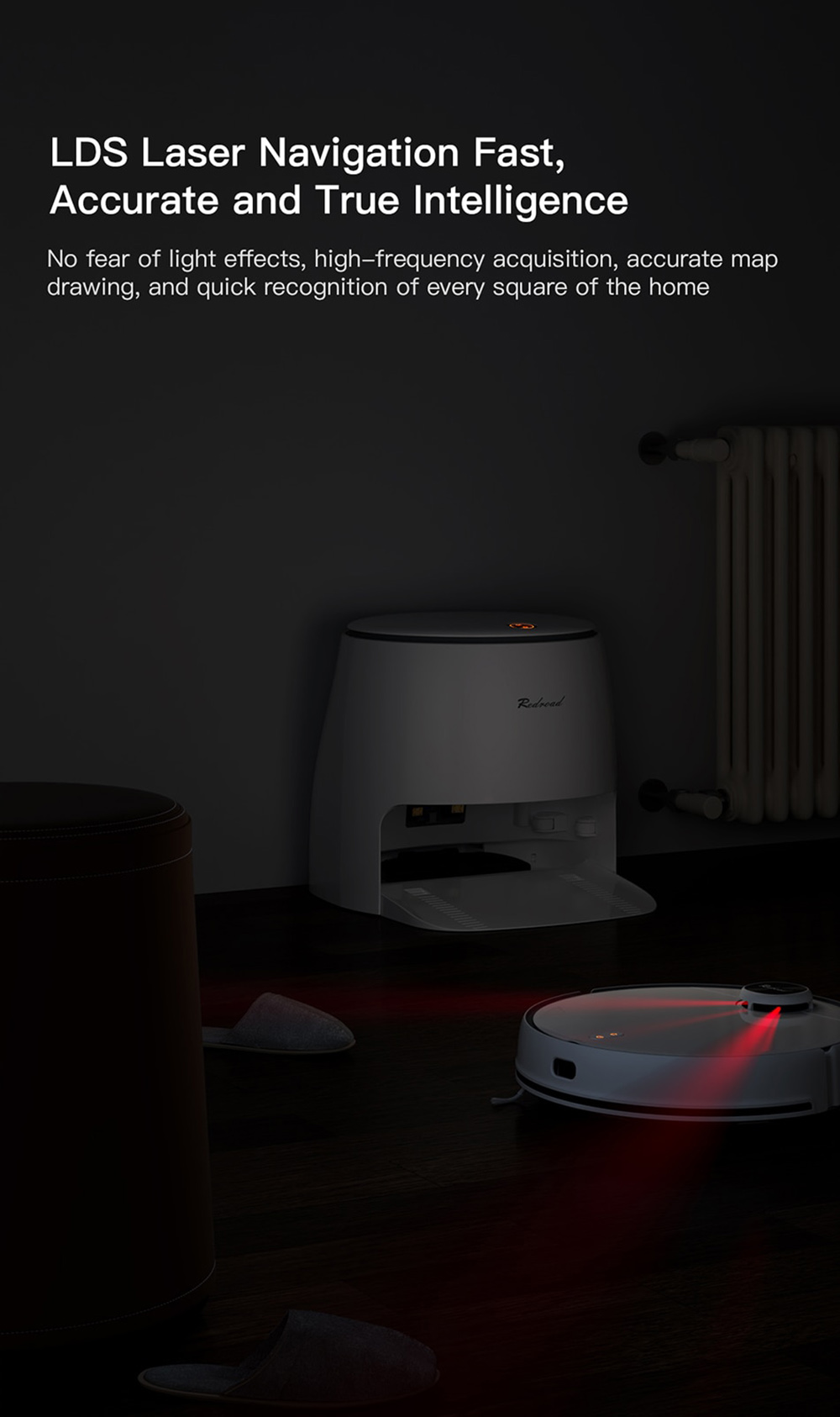 Redroad G10 Self-cleaning Robot Vacuum Cleaner 2800pa Suction High-Frequency Vibrating Mopping Auto Mop Lifting Electrolytic Water Sterilization LDS Navigation TOF Obstacle Avoidance 5200mAh Battery 450ml Dustbin 450ml Water Tank APP Control - White