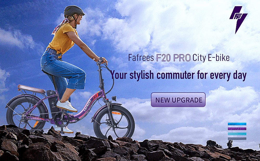 FAFREES F20 Pro Elektrobicykel 20*3.0 Inch Fat Tire 250W Brushless Motor 25Km/h Max Speed 7-Speed Gears With Removable 36V 18AH Lithium Battery 150KM Max Range Double Disc Brake Folding Frame E-bike - Blue