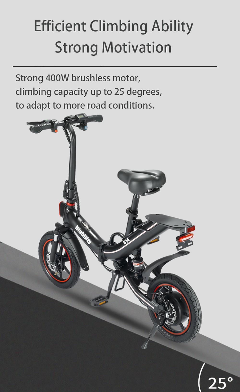 Niubility B14 Electric Moped Folding Bike 14 inch 15Ah Battery up to 100KM Mileage Max 25km/h 400W Motor Double Disc Brake - White