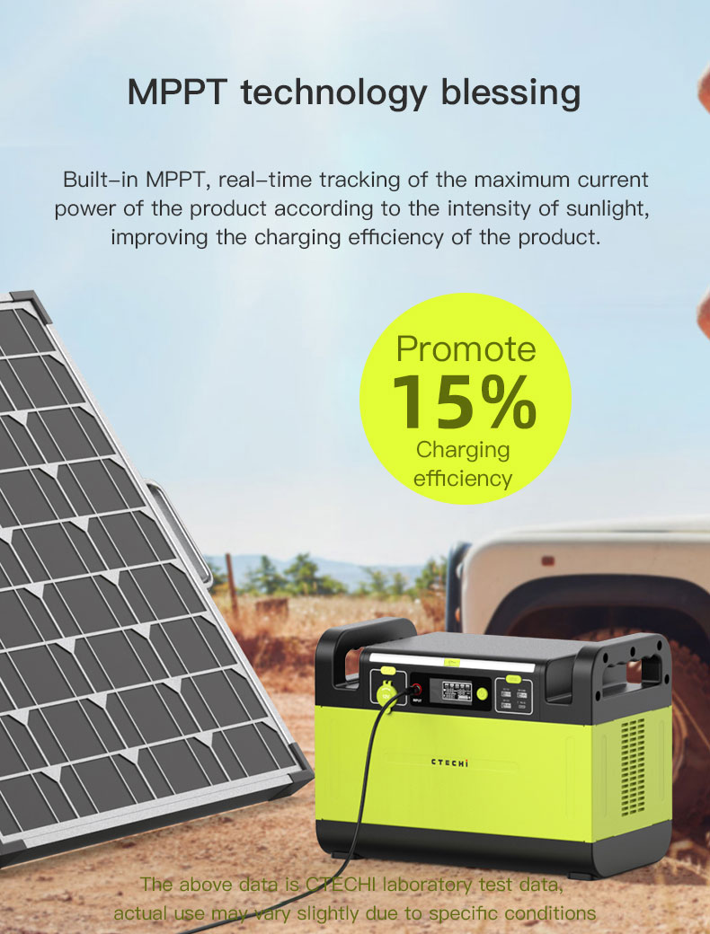 CTECHi GT1500 1500W Portable Power Station, 1210Wh LiFePO4 Battery, Pure Sine Wave Solar Generator, 60W PD Fast Charging
