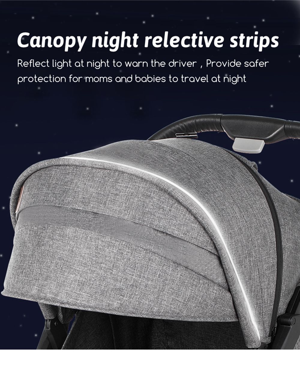 DEAREST 819 Baby Stroller, Comfortable Adjustable Multifunction 4-Wheel Shock Absorption Baby Cart - Black