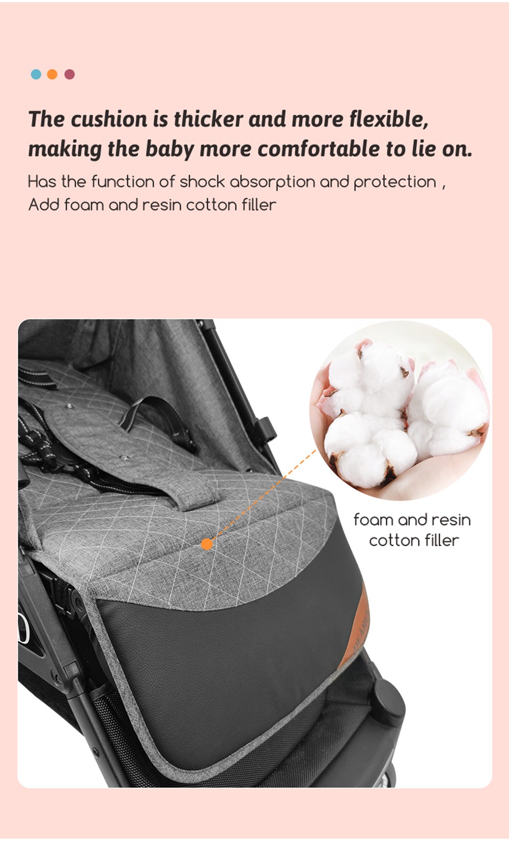 DEAREST 819 Baby Stroller, Comfortable Adjustable Multifunction 4-Wheel Shock Absorption Baby Cart - Black