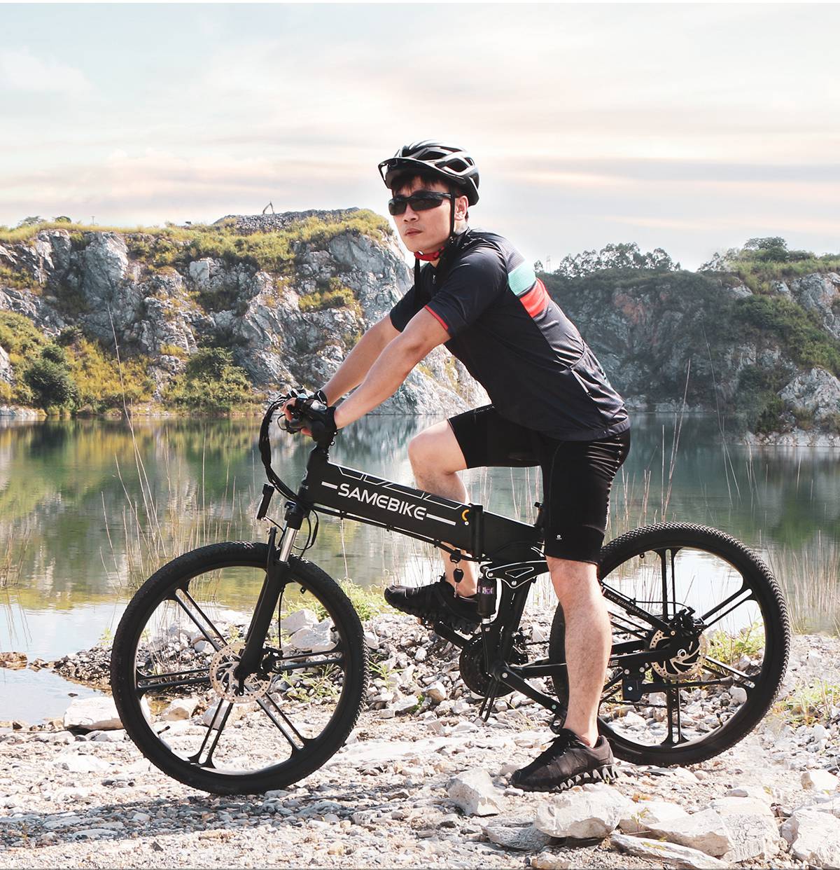 Samebike LO26-II Portable Folding Smart Electric Moped Bike 500W Motor Max 35km/h 26 Inch Tire - White