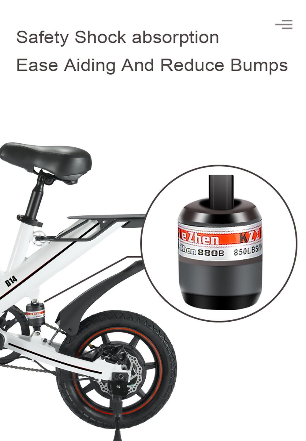 Niubility B14 Electric Moped Folding Bike 14 inch 15Ah Battery up to 100KM Mileage Max 25km/h 400W Motor Double Disc Brake - White