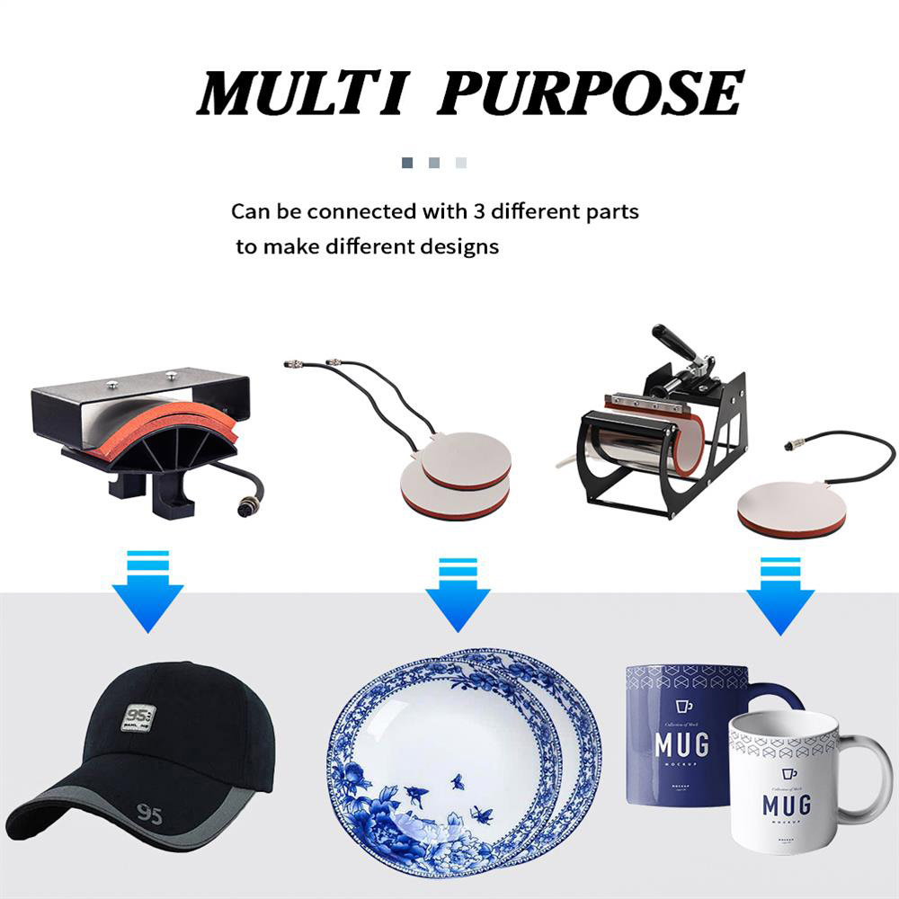 SHUOHAO 30*38CM 5-in-1 Combo Heat Press Printer Sublimation Heat Press Machine for T-shirts Plates Cap Mug Phone Covers